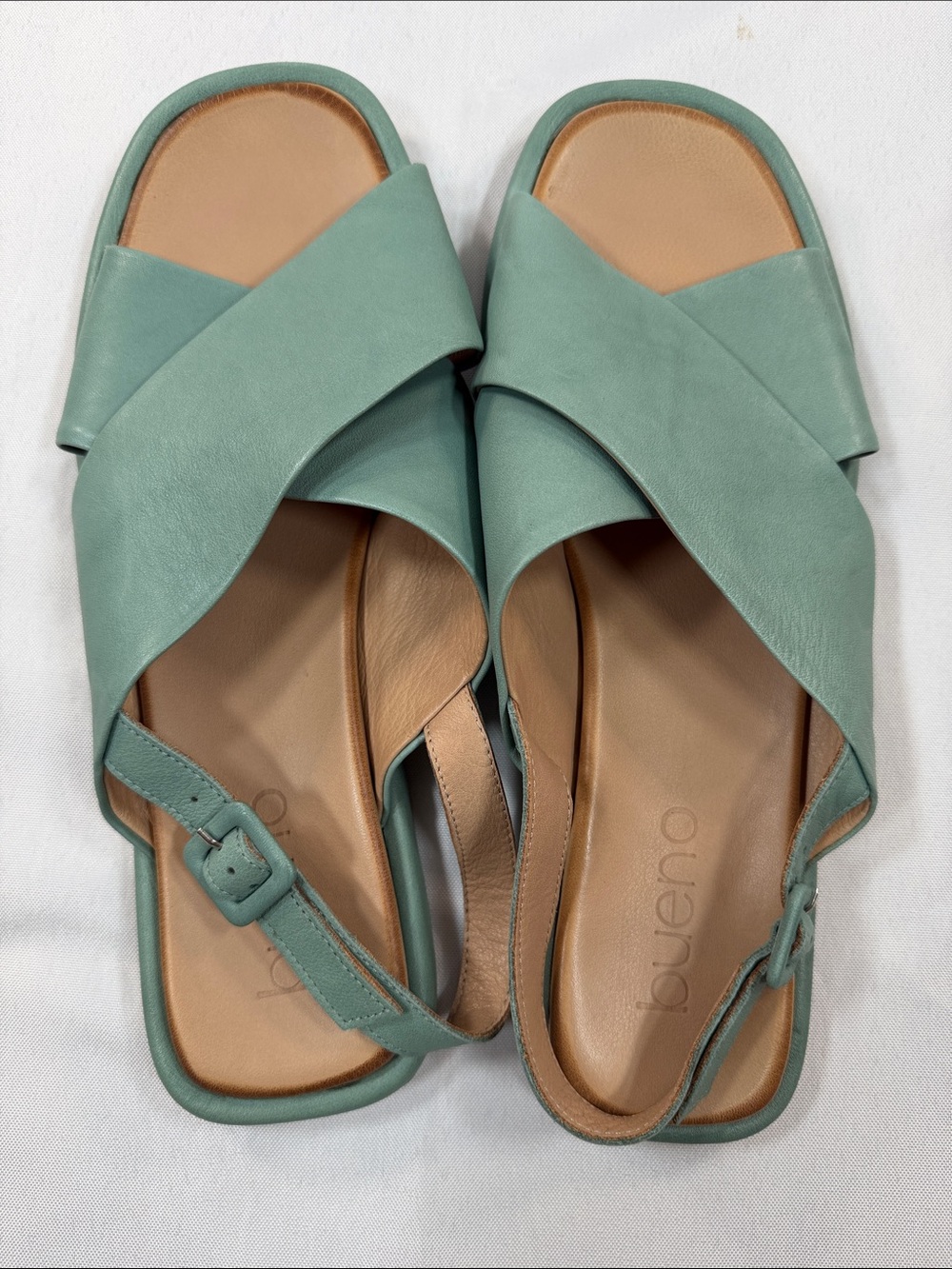 Bueno Elwood Sandals Women’s 11 EU 42 Seafoam Green Leather Slingback - Picture 3 of 9